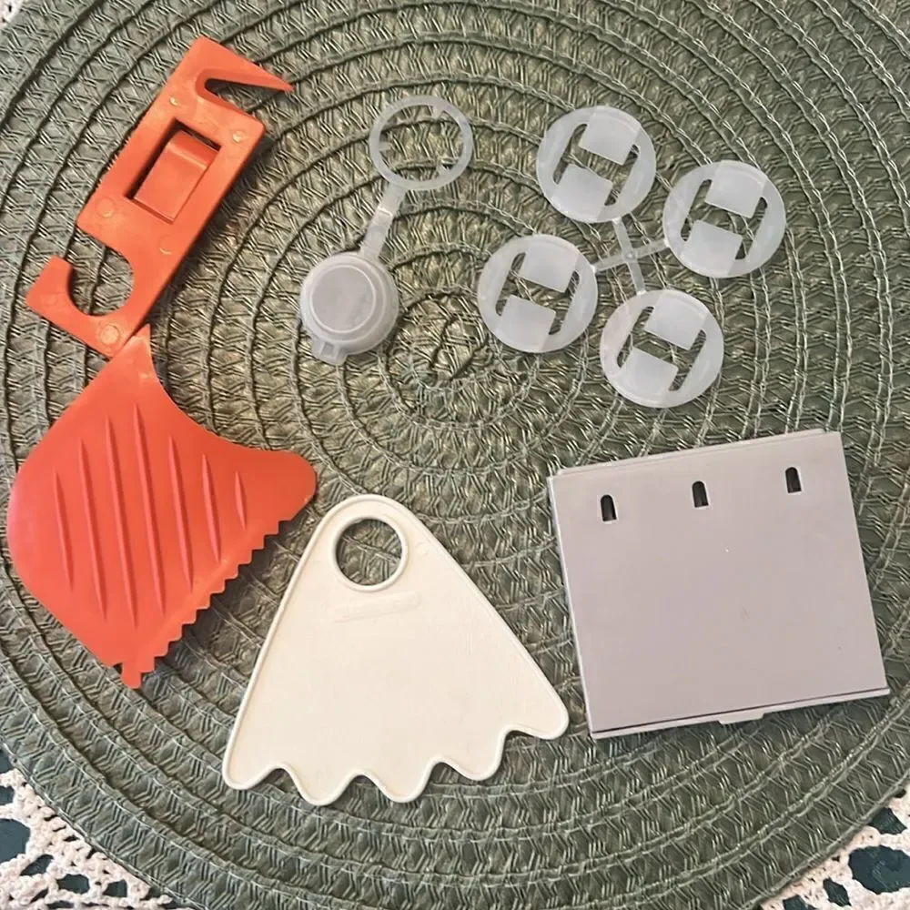 Vintage Tupperware lot of gadgets party gifts key holder scraper bottle top EVC